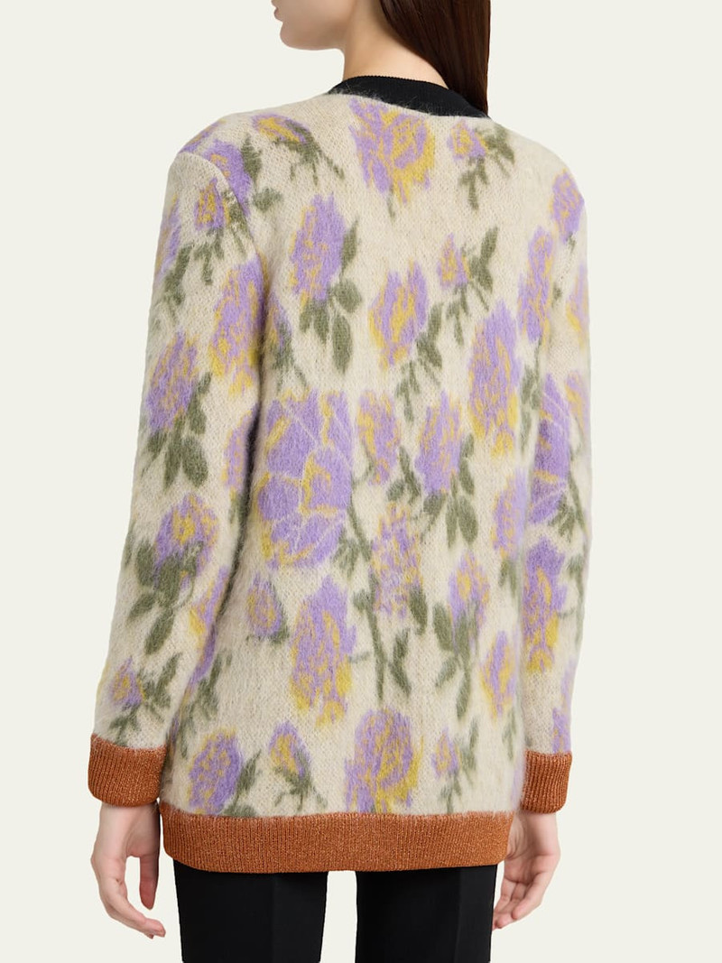 Floral-Print Mohair V-Neck Cardigan 3