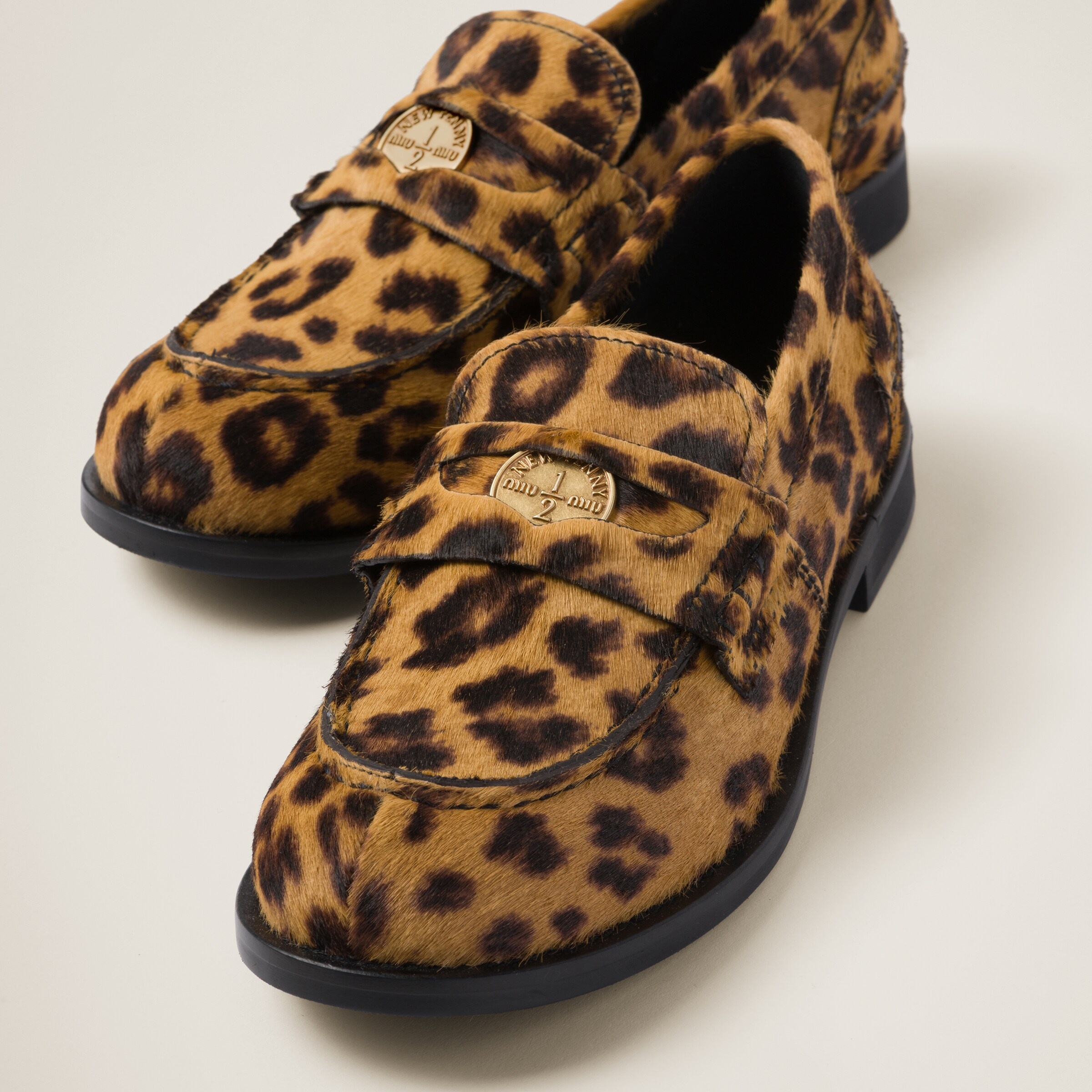 Leopard-print calf hair-effect loafers - 4