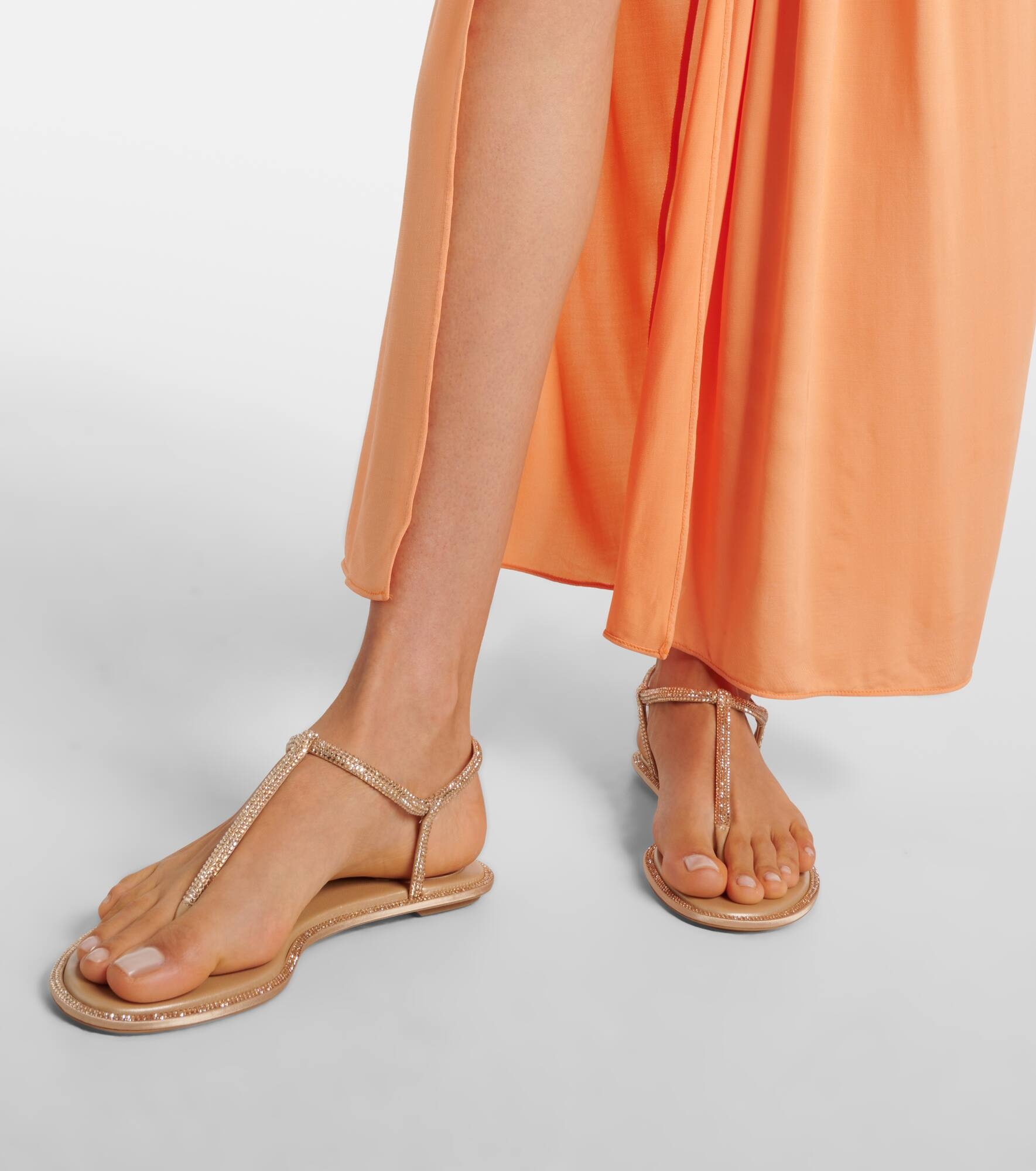 Diana satin and leather thong sandals - 7