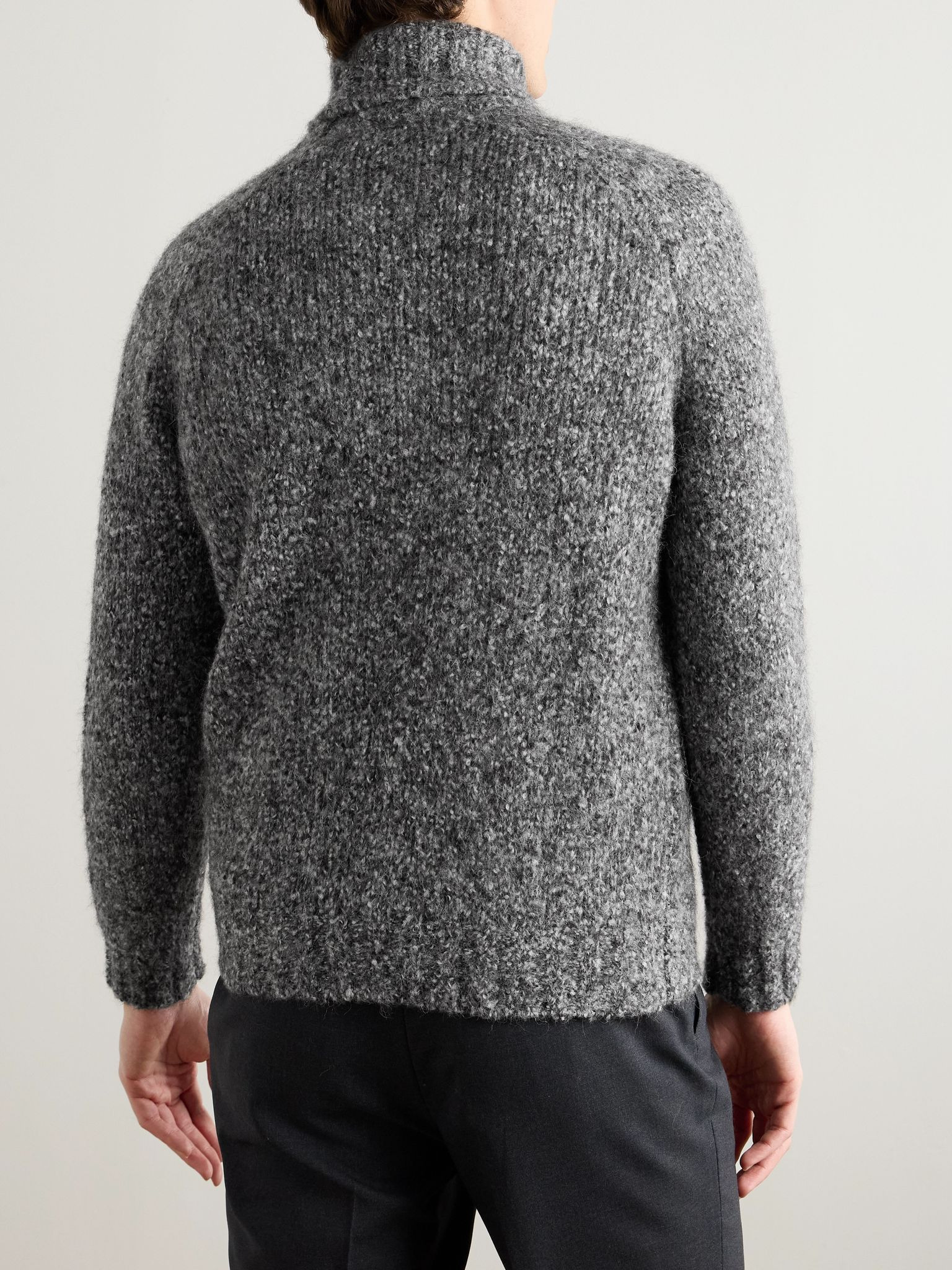 Ribbed Alpaca-Blend Rollneck Sweater Gray - 4