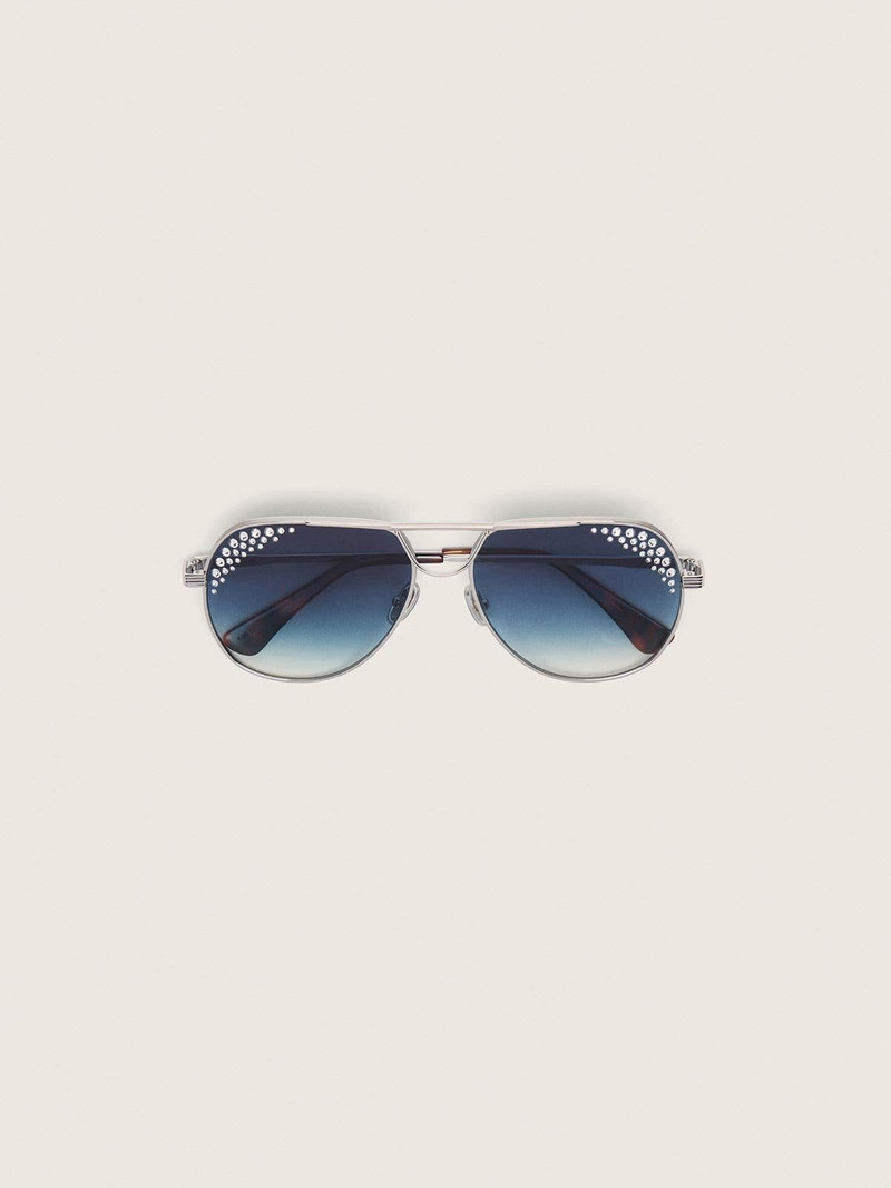 Carter aviator sunglasses with blue lenses and crystals 1