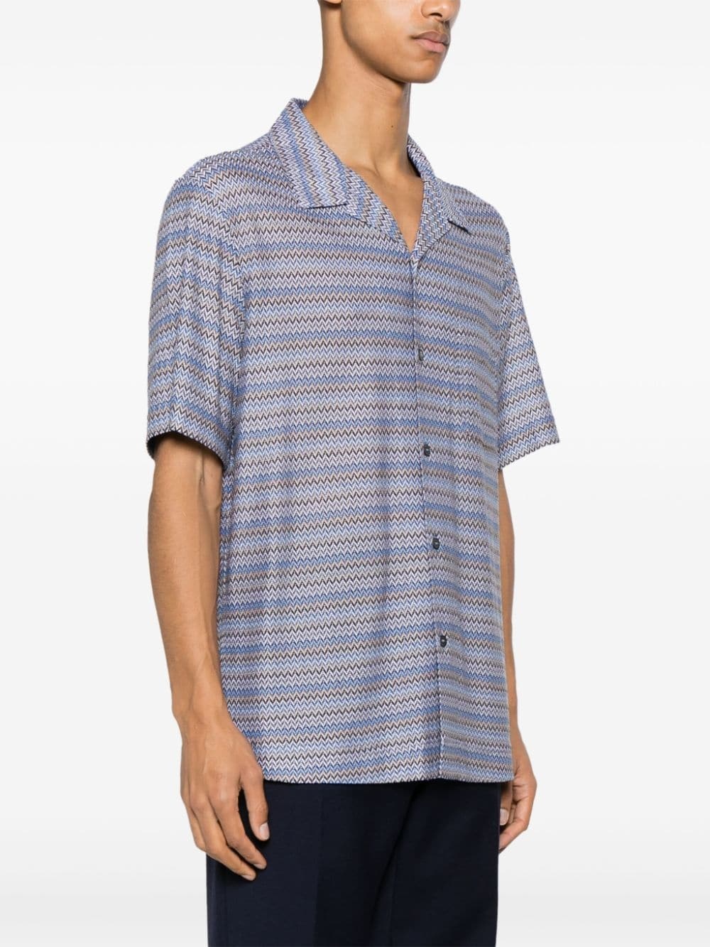 camp-collar chevron-knit shirt - 3
