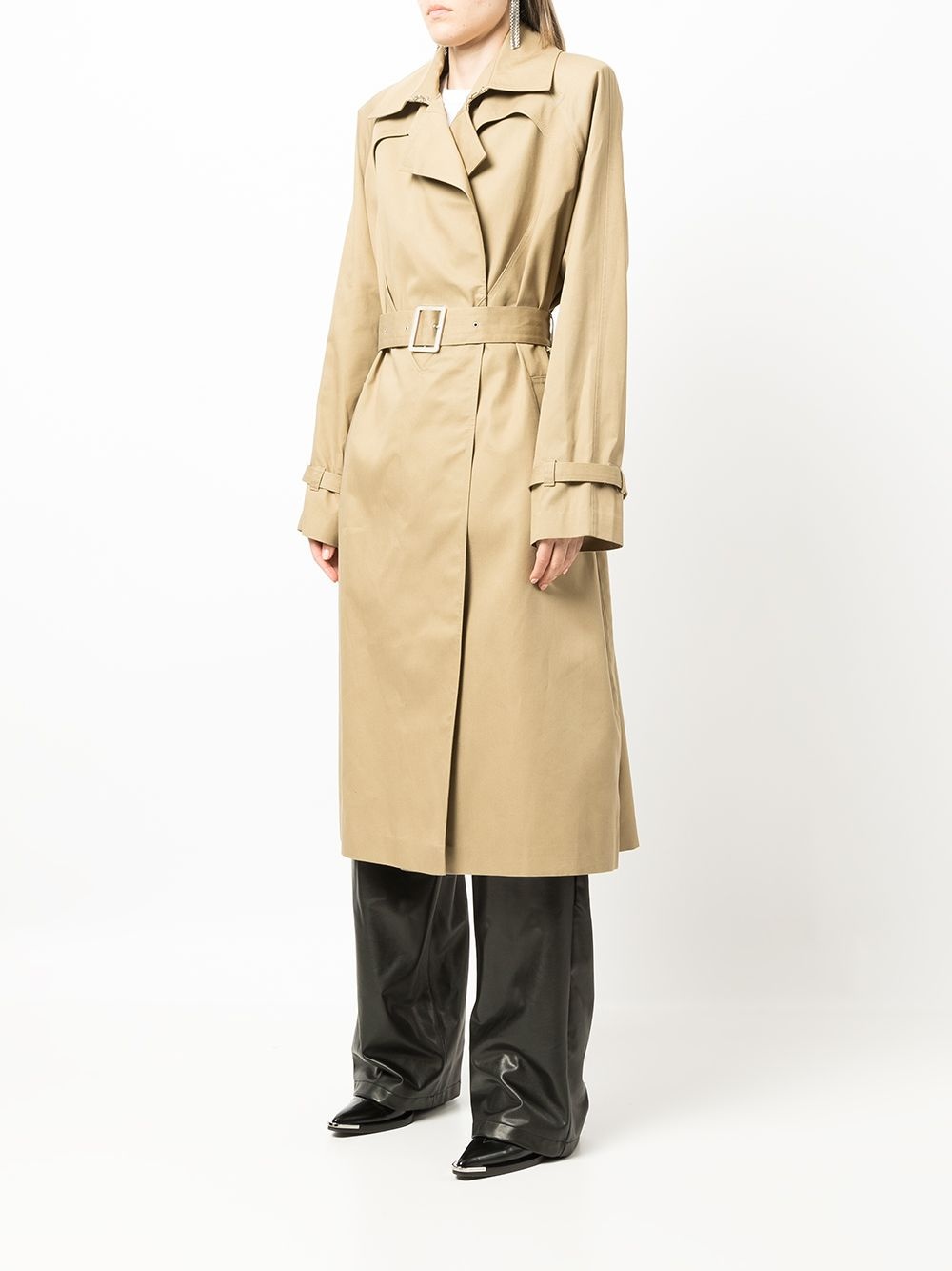 heart-cut belted trench coat - 2