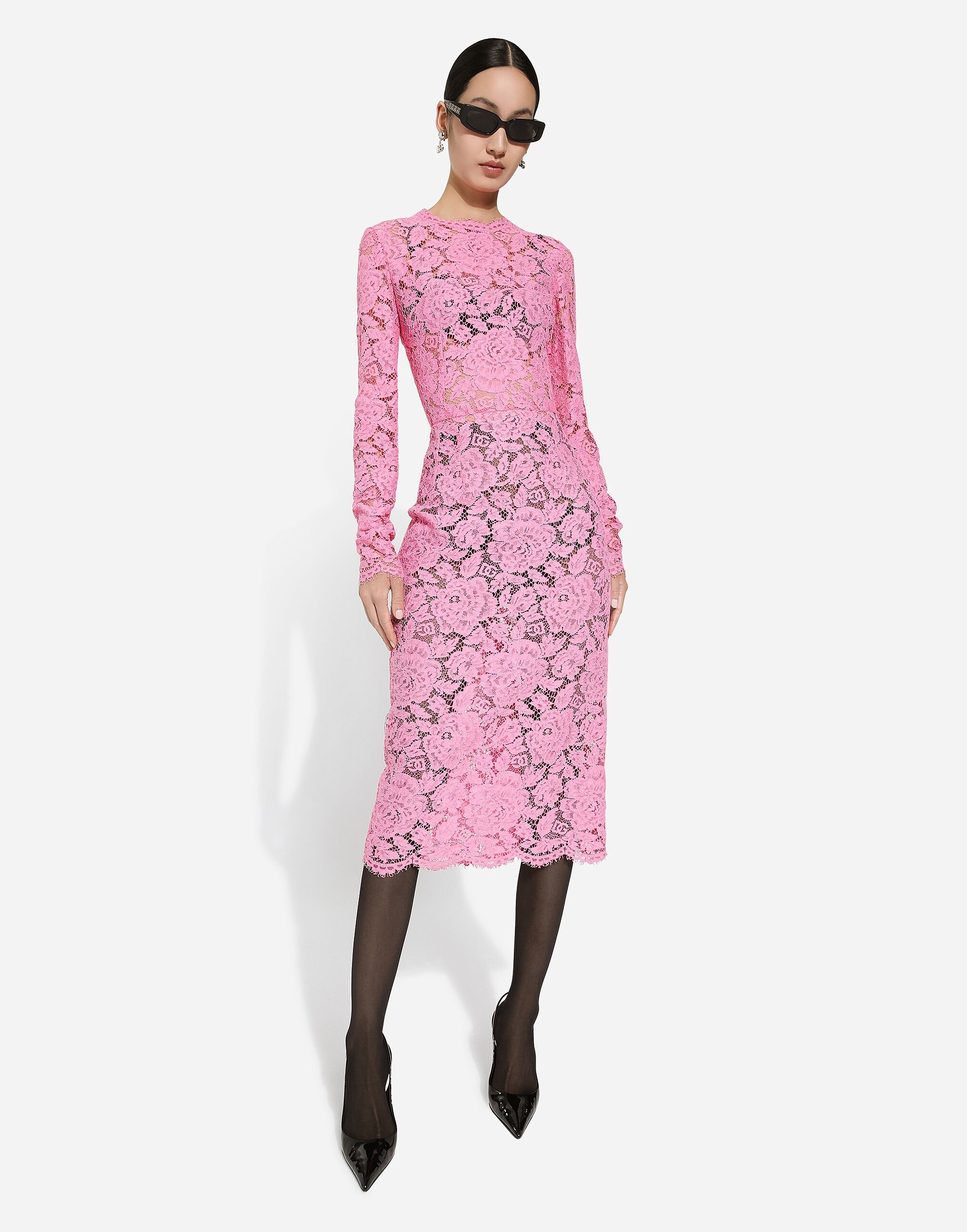 Branded floral cordonetto lace sheath dress - 2