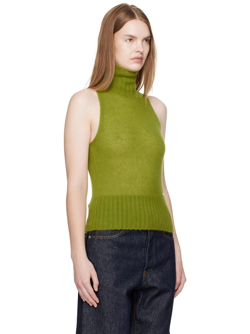 Green Cashmere Silk Turtleneck - 2