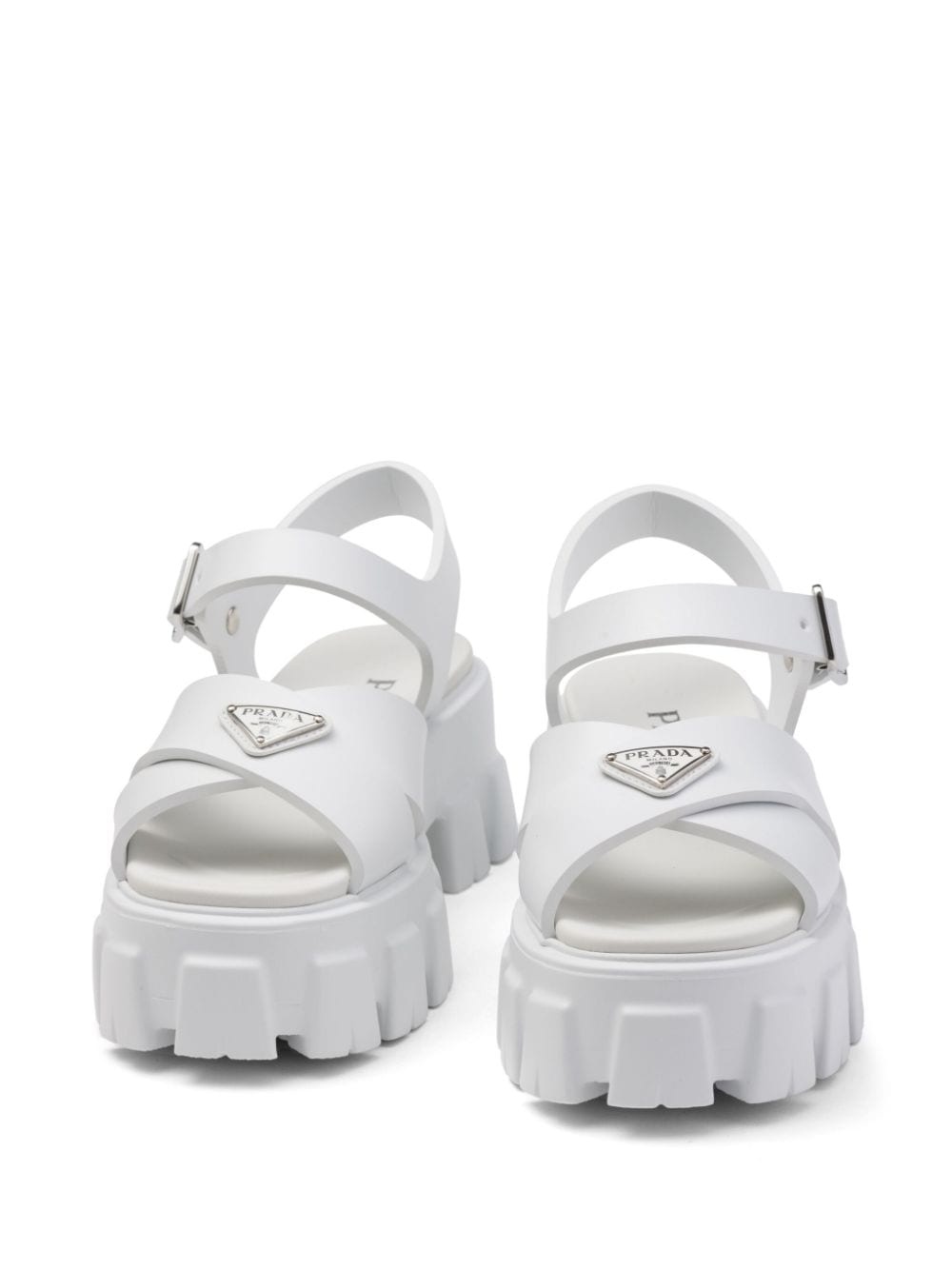 triangle-logo platform sandals - 5
