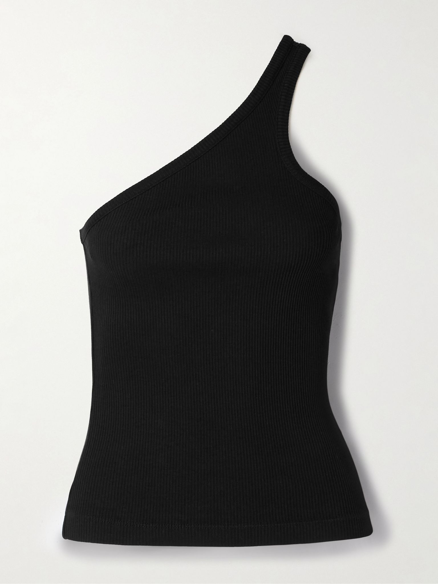 Verica one-shoulder ribbed-knit tank Black - 1