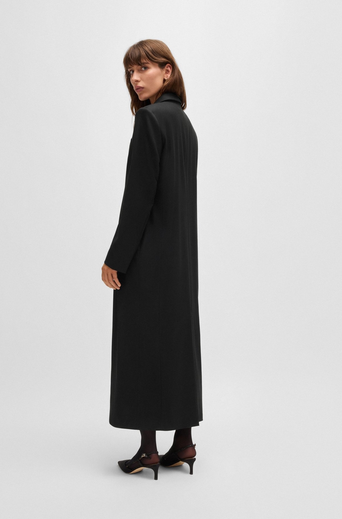 LONG-LENGTH TUXEDO-STYLE COAT IN STRETCH FABRIC - 4