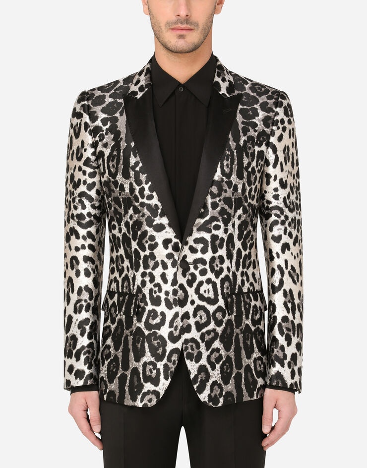 Leopard-print jacquard Martini-fit tuxedo jacket - 1