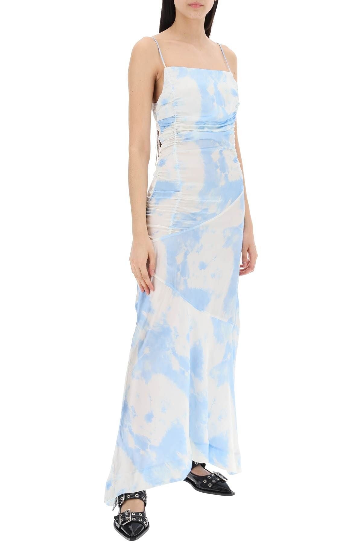 MAXI PRINTED TIE-DYE SATIN DRESS WITH R - 2