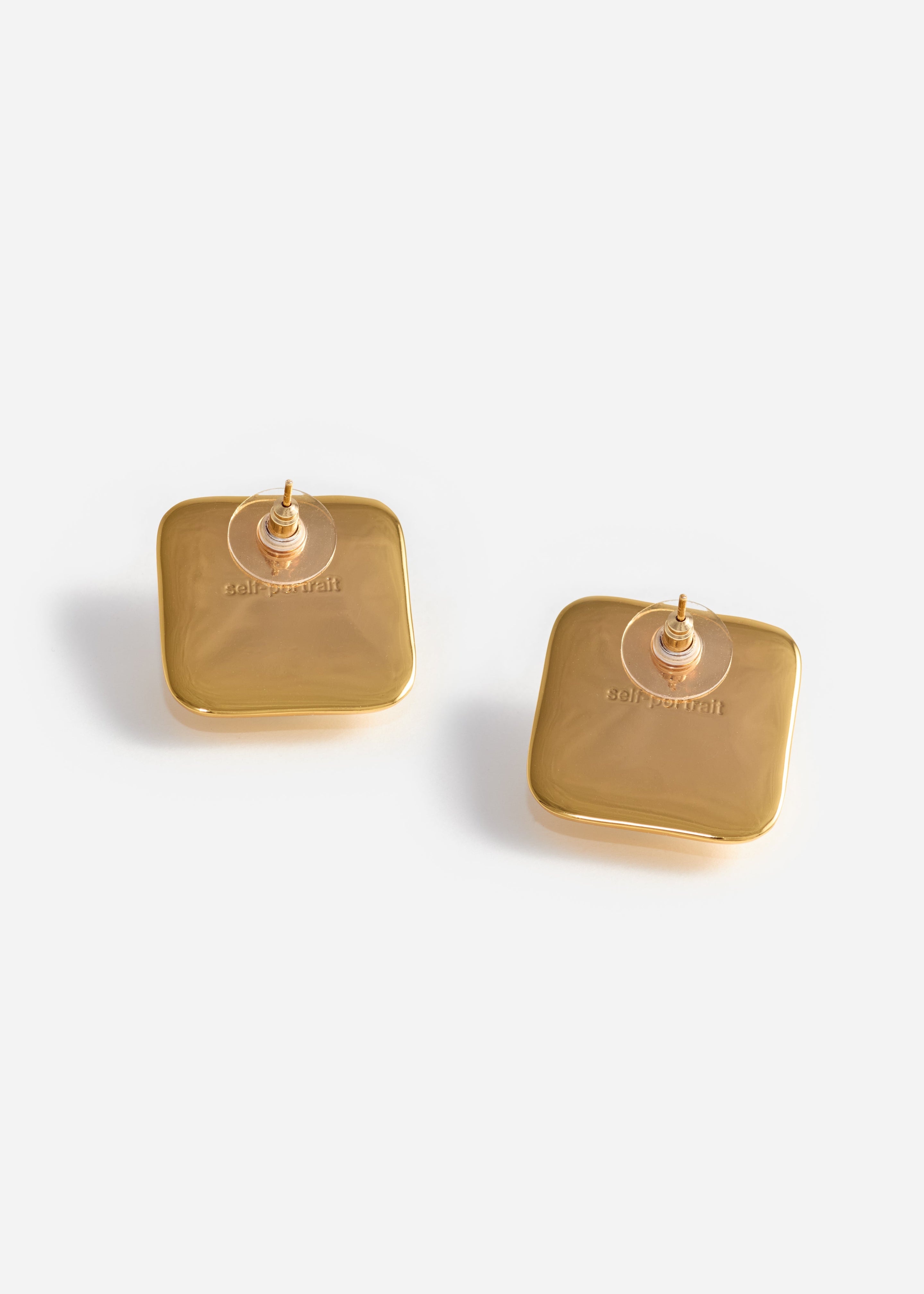Bow Pearl Gold Square Earrings - 2