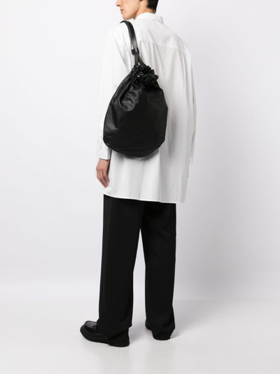 Yohji Yamamoto drawstring leather backpack outlook