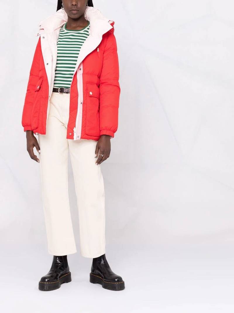 Yves Salomon logo-print padded coat outlook