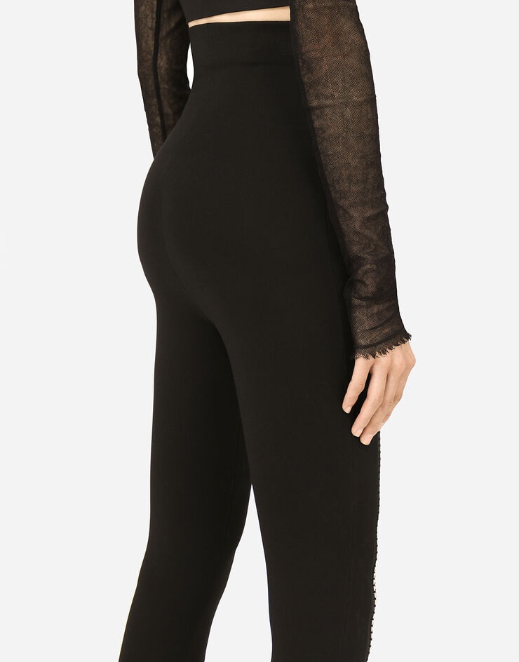 High-waisted leggings with zipper and stirrups - 5