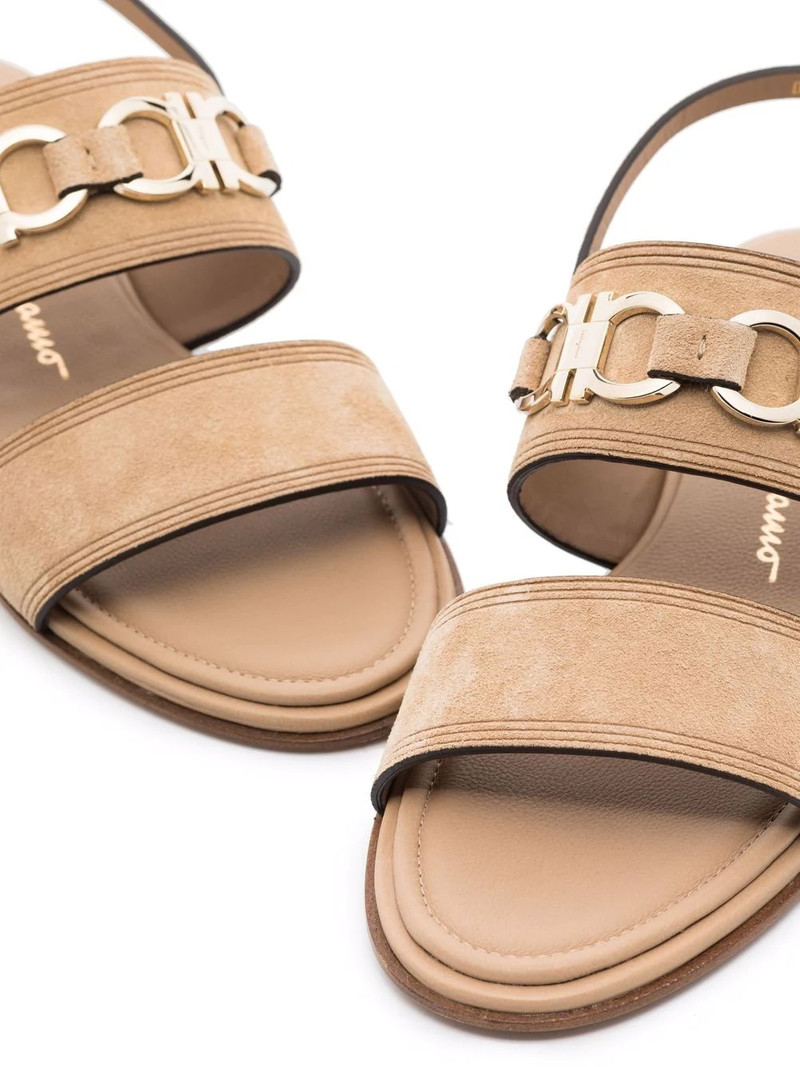 FERRAGAMO Gancini-plaque suede sandals outlook