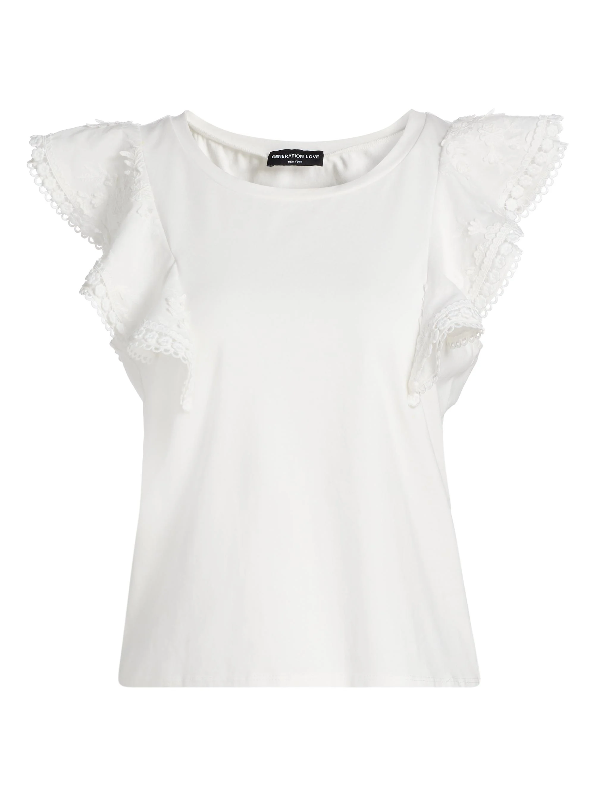 Women's Dana 3D Voile Flutter-Sleeve T-Shirt - White - 1