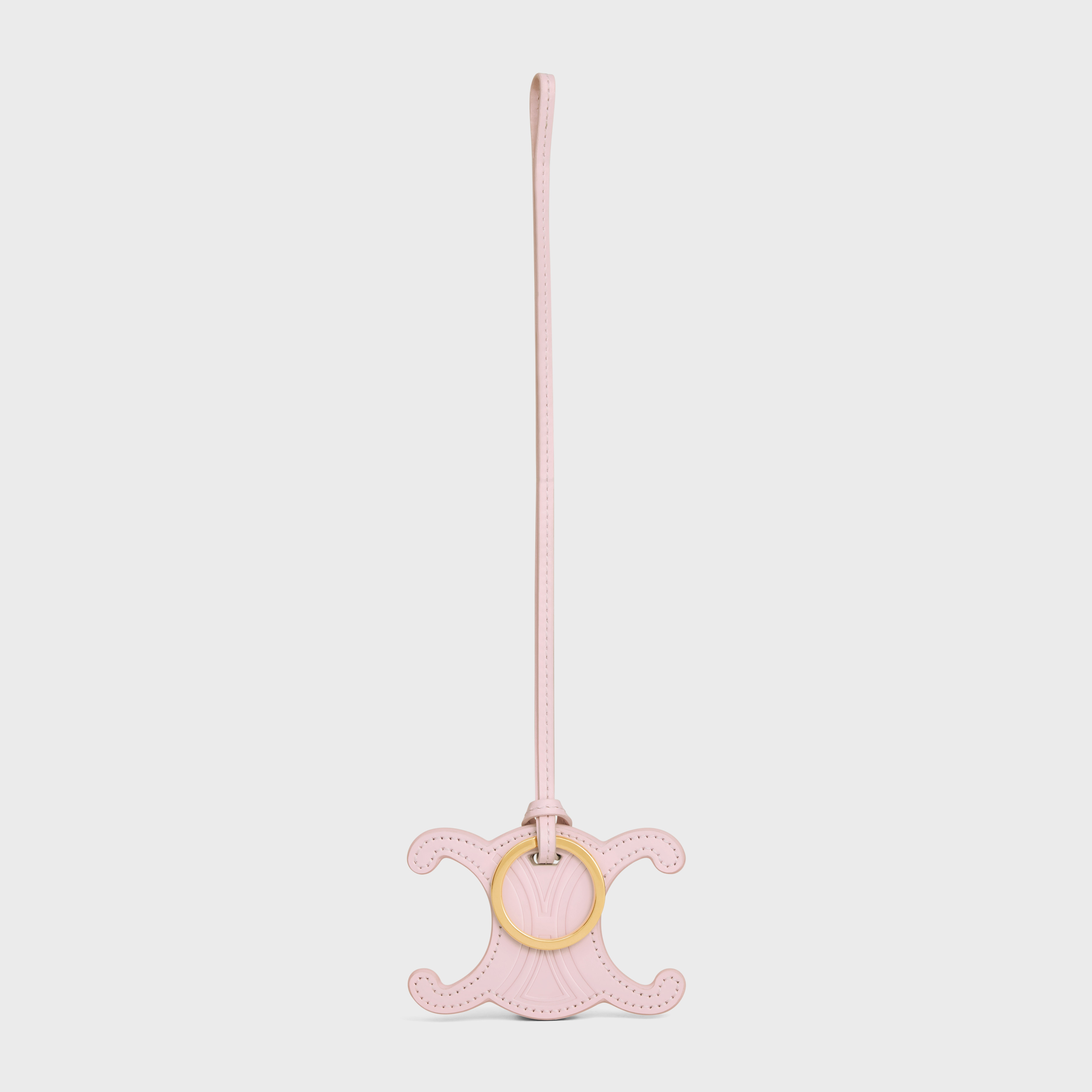 TRIOMPHE KEYRING CHARM in SMOOTH CALFSKIN with Gold Finishing - 1