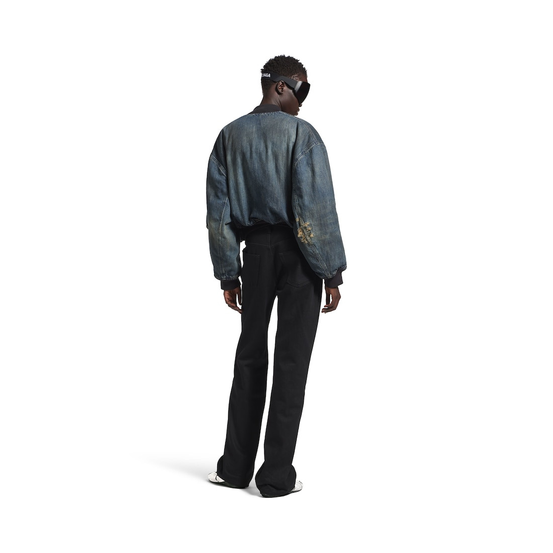 Women's Standard Denim Bomber in Blue - 4