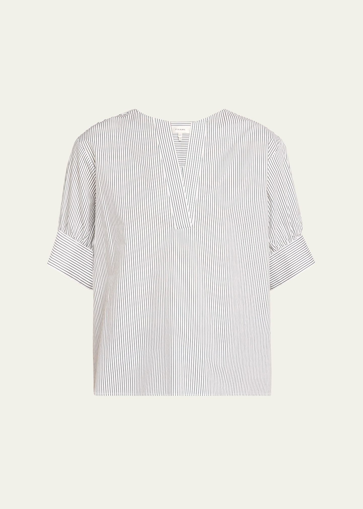 Striped V-Neck Popover Top - 1
