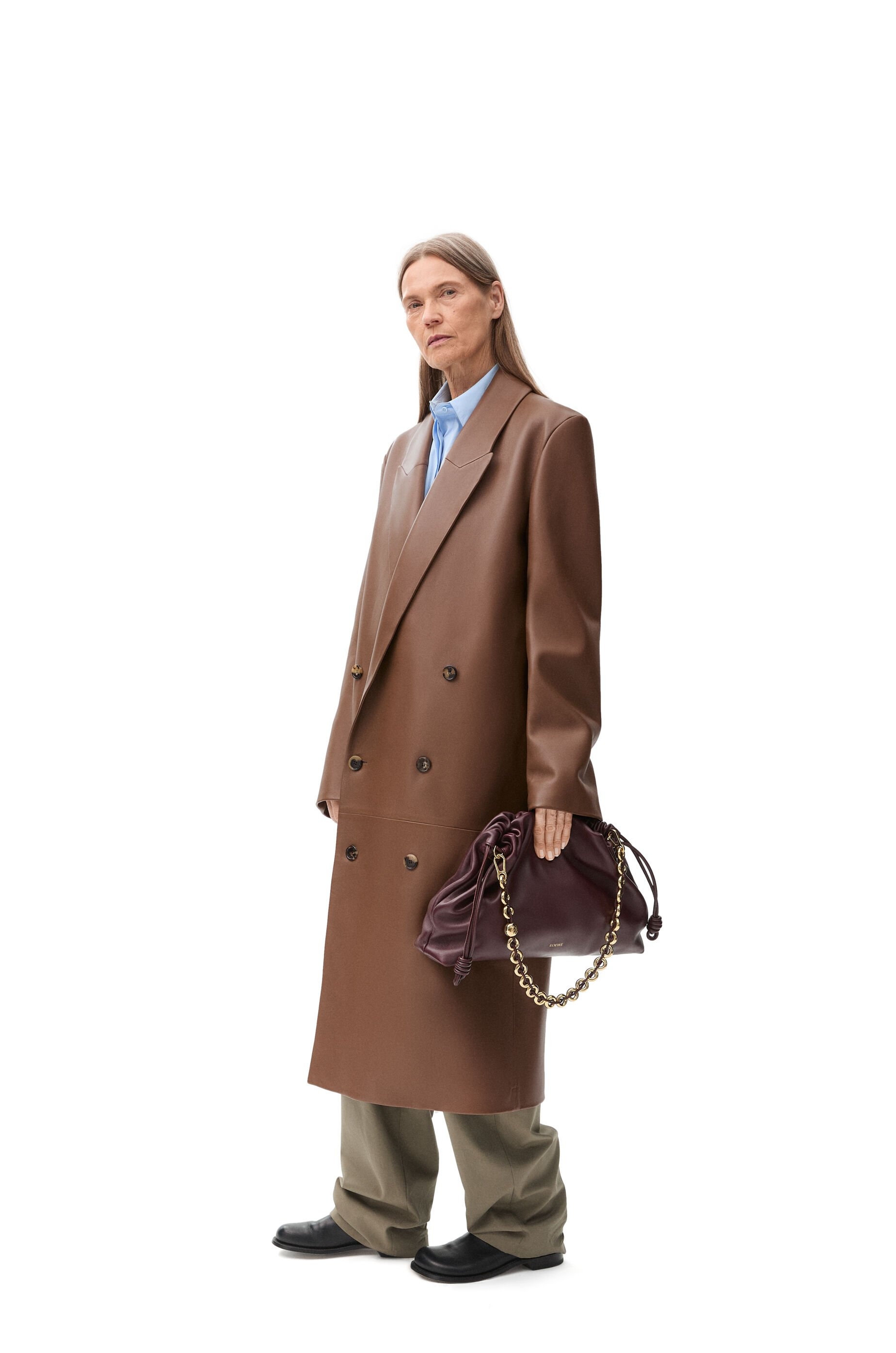 Double-breasted coat in nappa lambskin - 2
