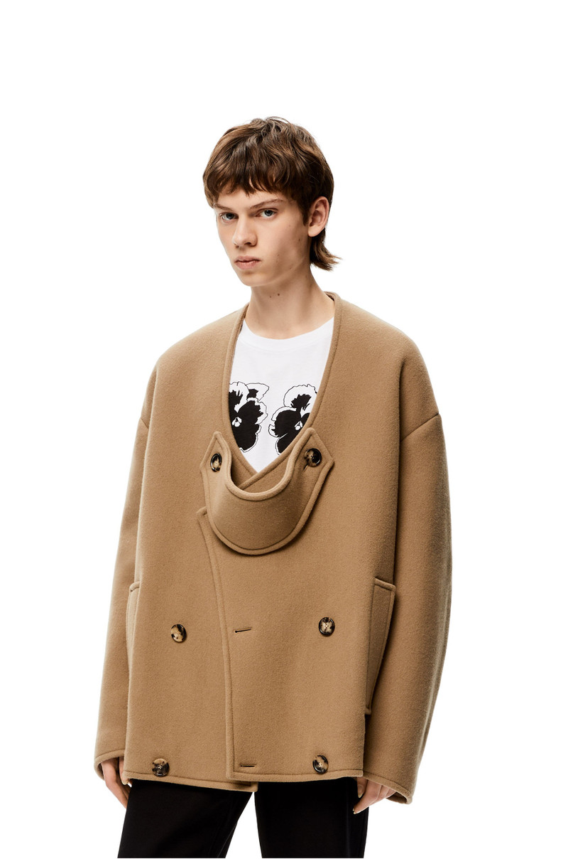 Double breasted short coat in wool and cashmere 3