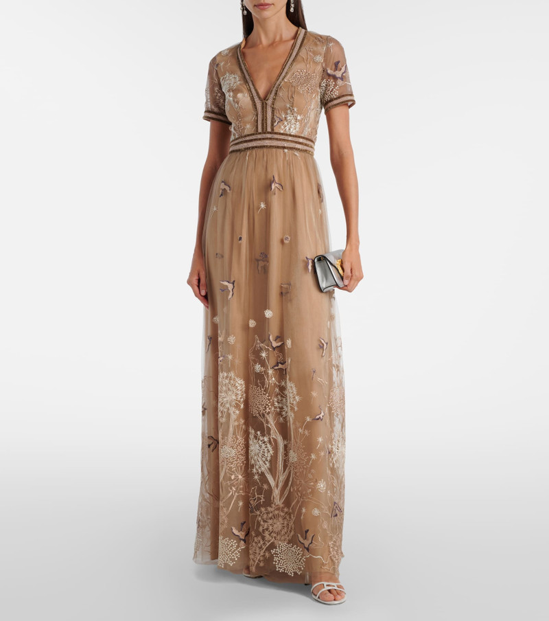 COSTARELLOS Embroidered tulle gown outlook