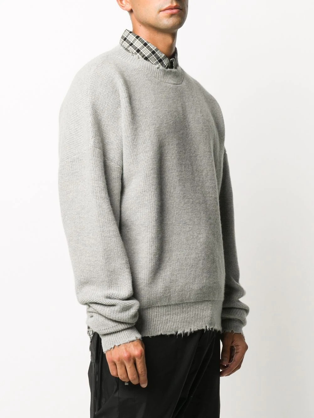 distressed-edge ribbed jumper - 3