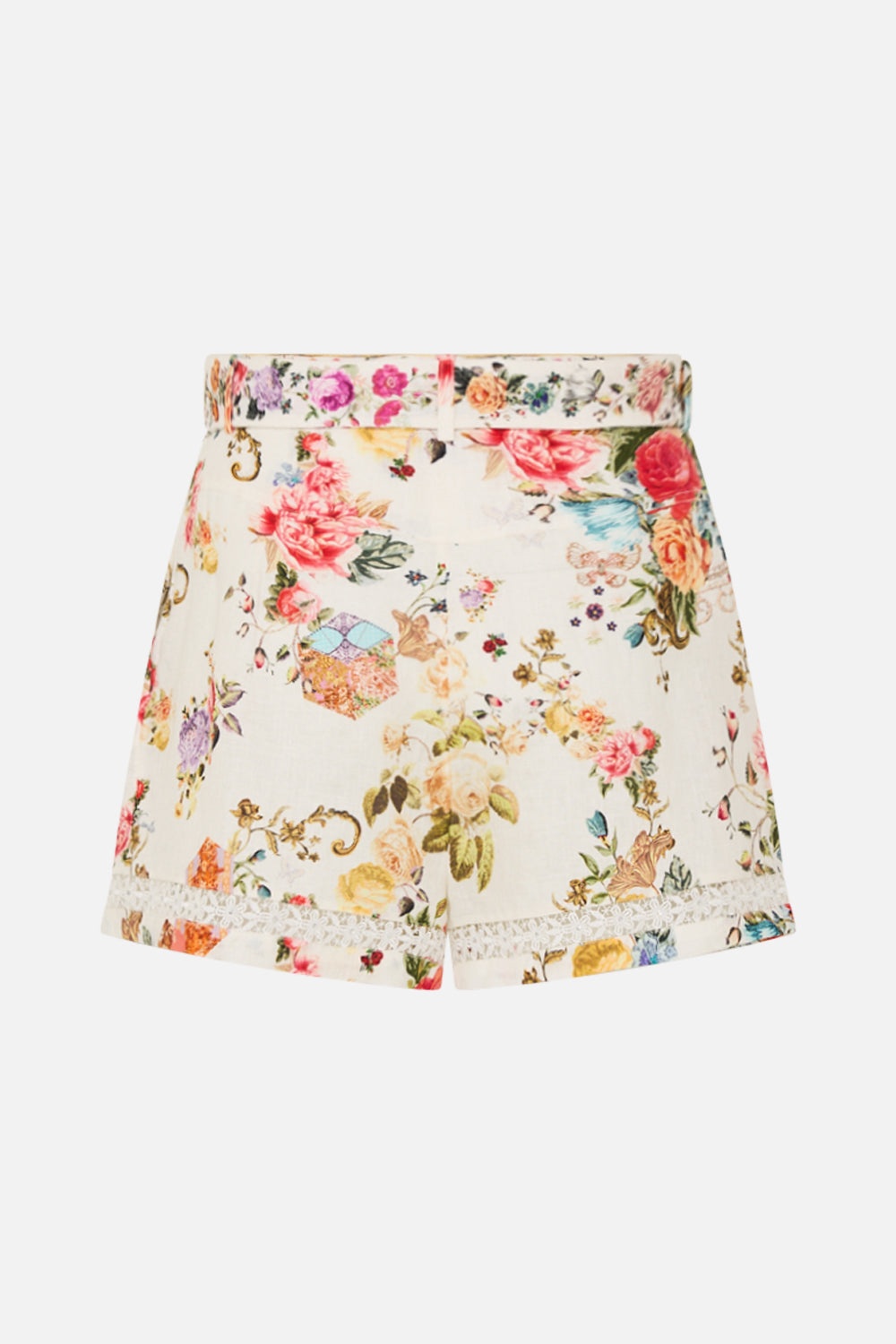 HIGH WAISTED SHORTS WITH LACE INSERT - 8