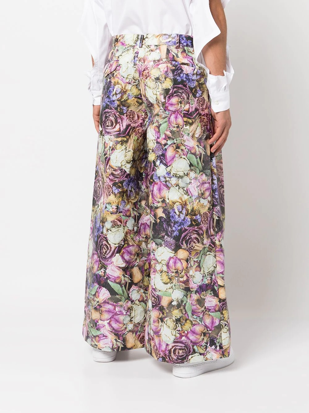 floral-print wide-leg trousers - 4