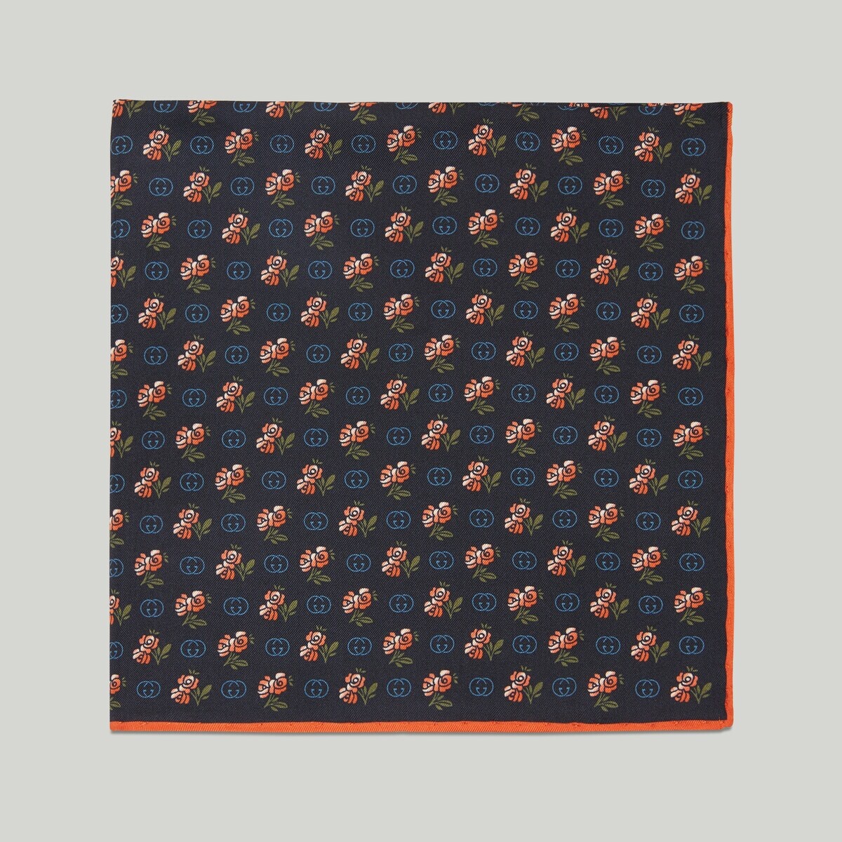 Interlocking G floral print silk pocket square - 2