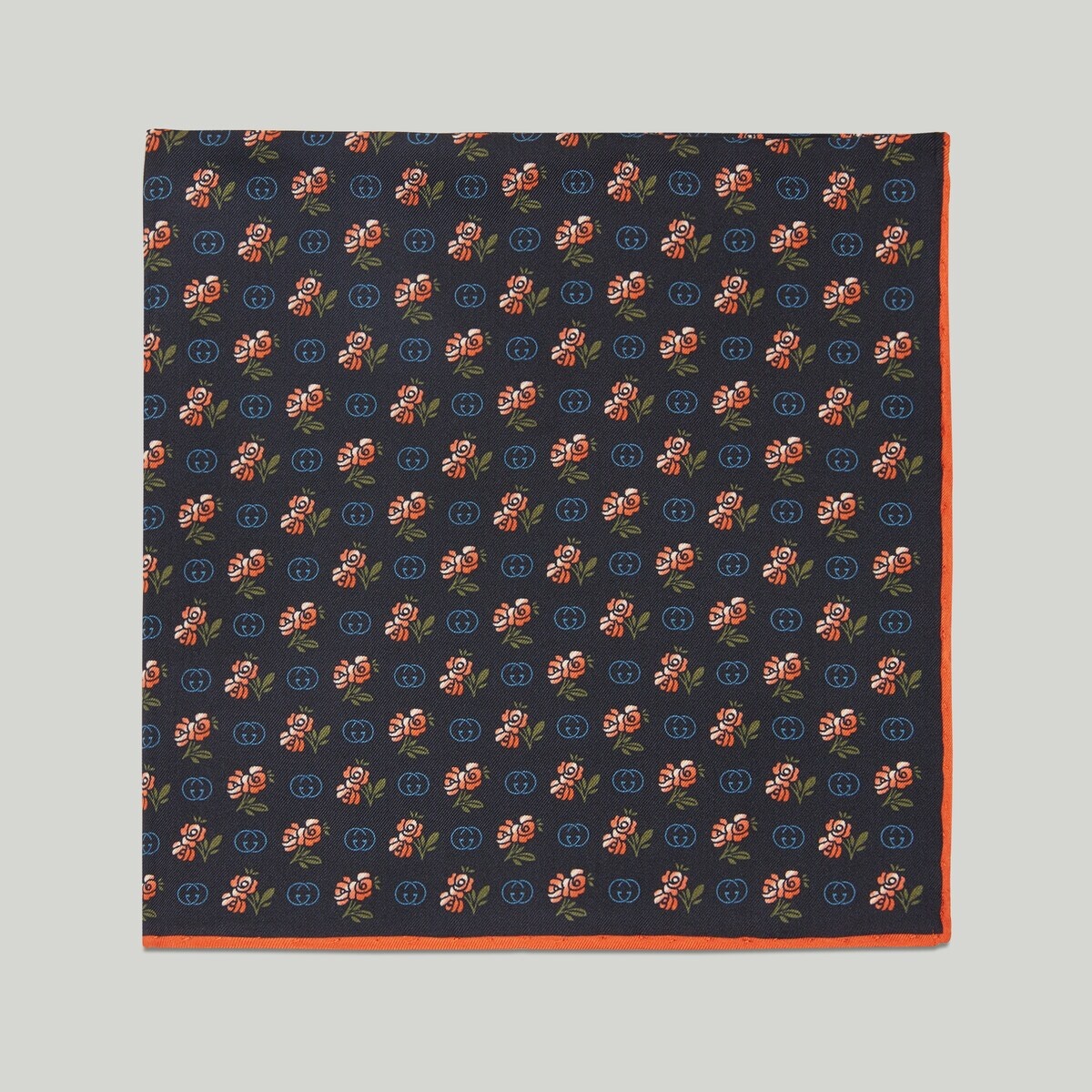 Interlocking G floral print silk pocket square - 2