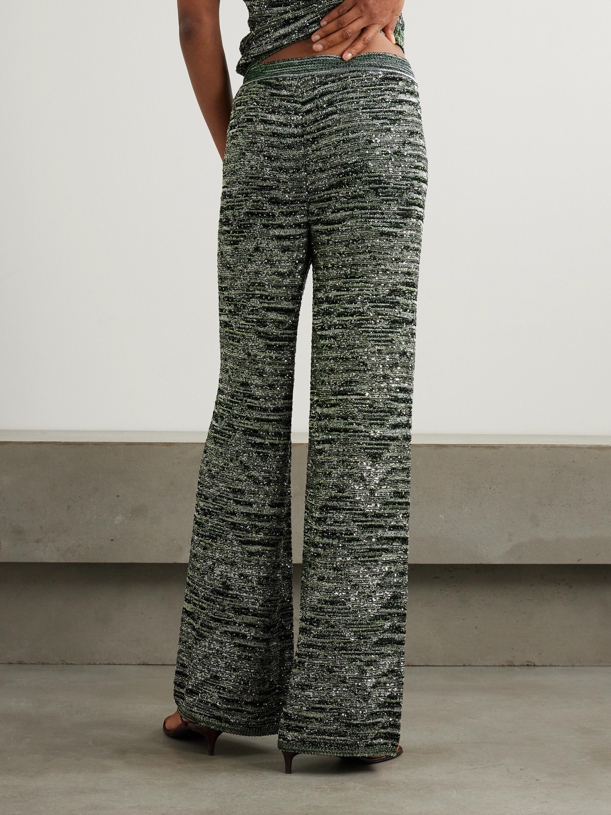 Mare Sequin-embellished Metallic Crochet-knit Wide-leg Pants - 3