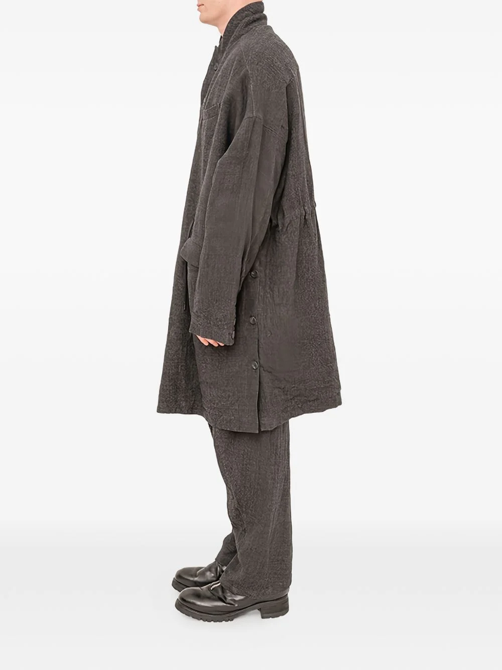 button linen wool coat - 1