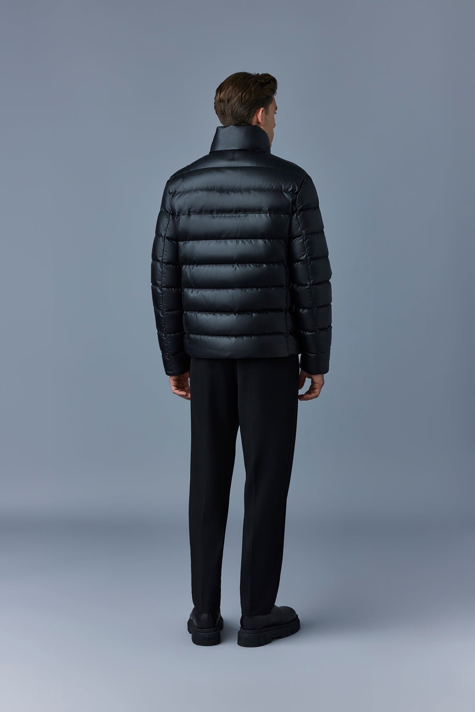 RYAN Leather down jacket with stand collar - 4