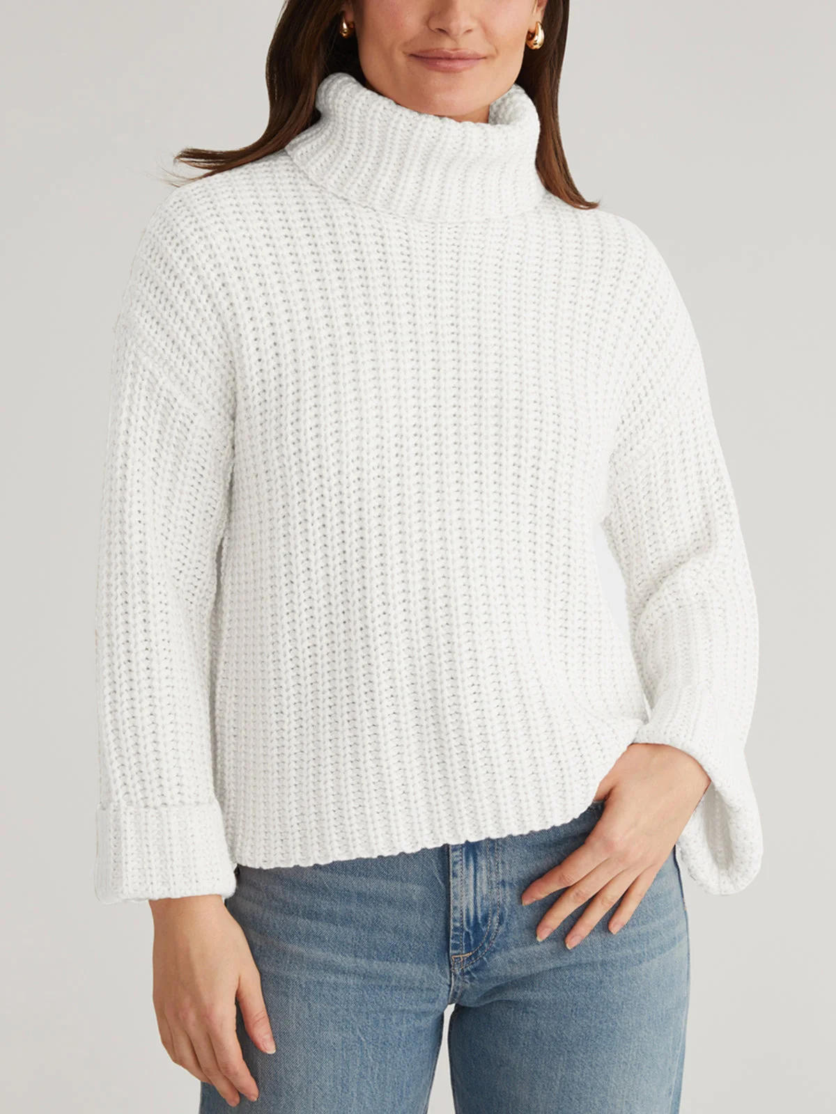 Vida: Turtleneck Shaker Pullover - 1