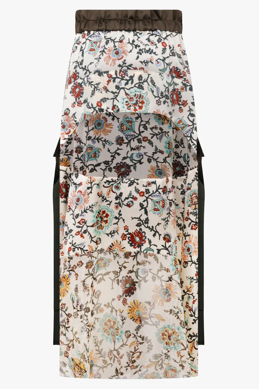 FLORAL PRINT SHEER PANEL MIDI SKIRT | IVORY/MULTI - 1