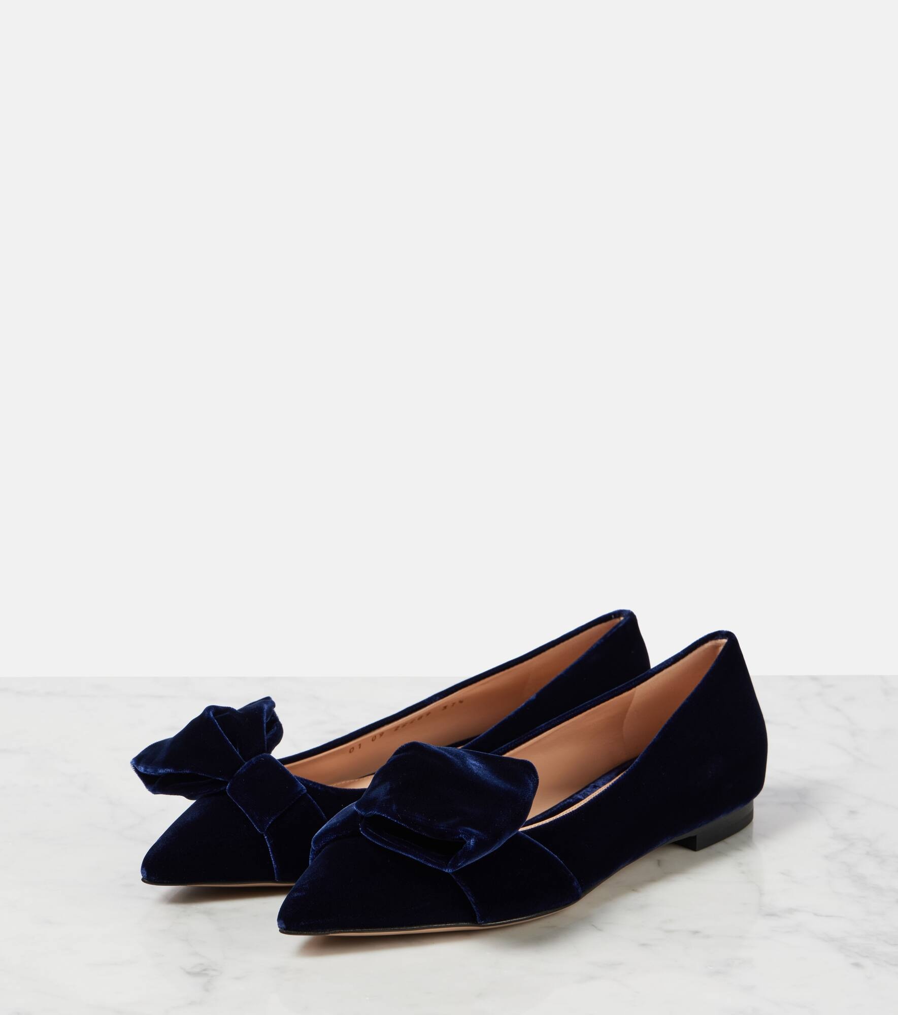 【Gianvito Rossi】 Bow-detail velvet ballet flats 55 bow-detail velvet mules in purple - Gianvito Rossi