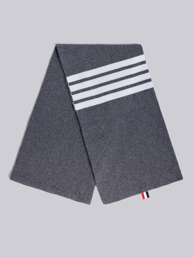 Thom Browne 4-Bar Stripe Cashmere Rib Scarf outlook
