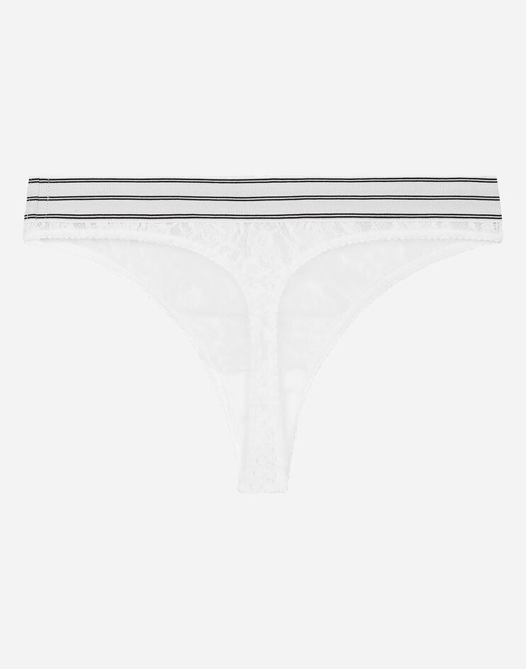 Lace thong with branded elastic - 3