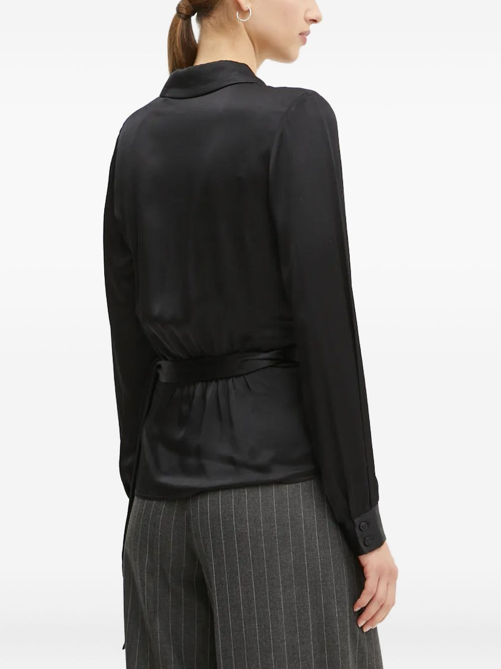 satin wrap blouse - 3