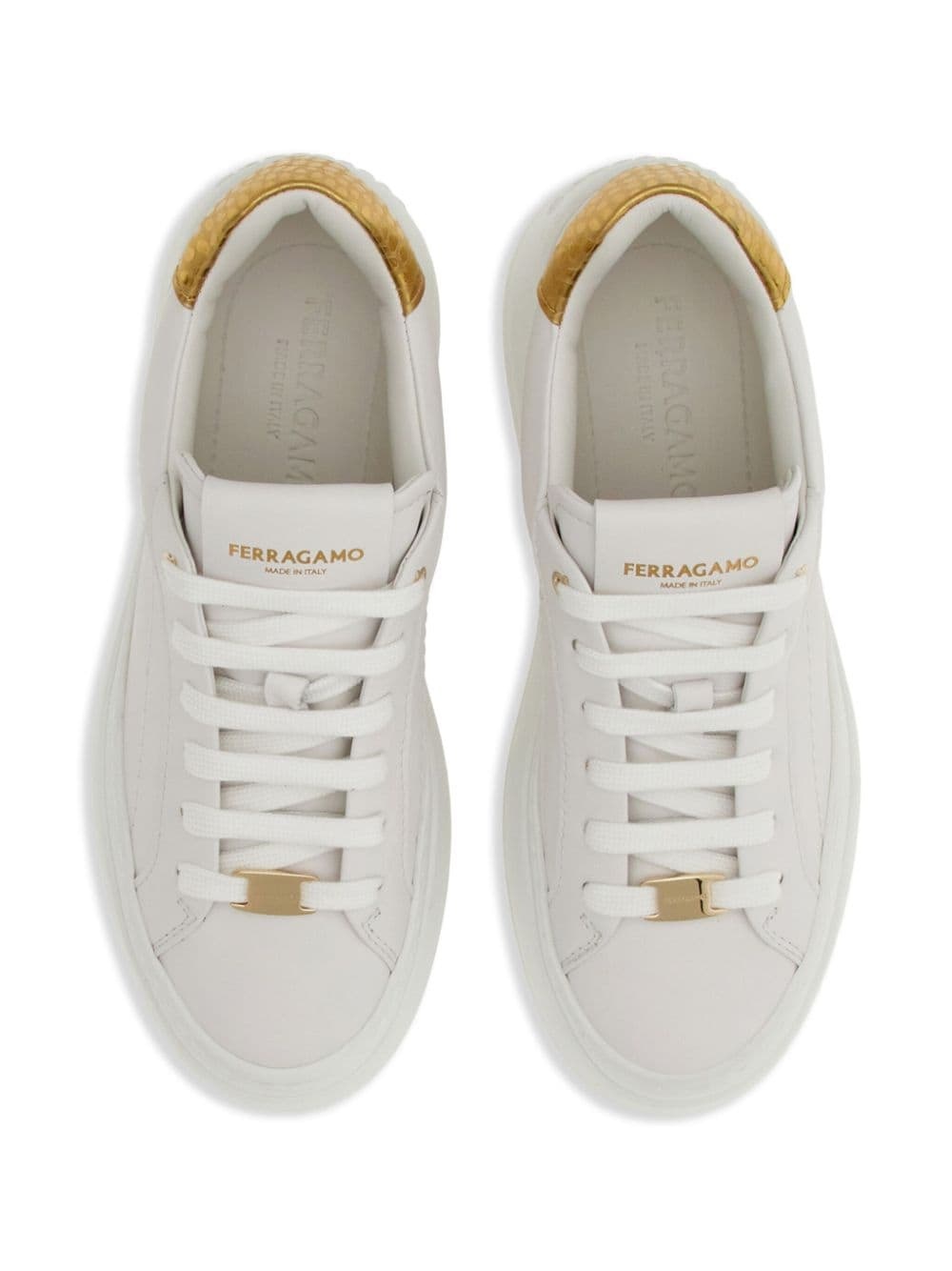Wedge logo-patch leather sneakers - 4