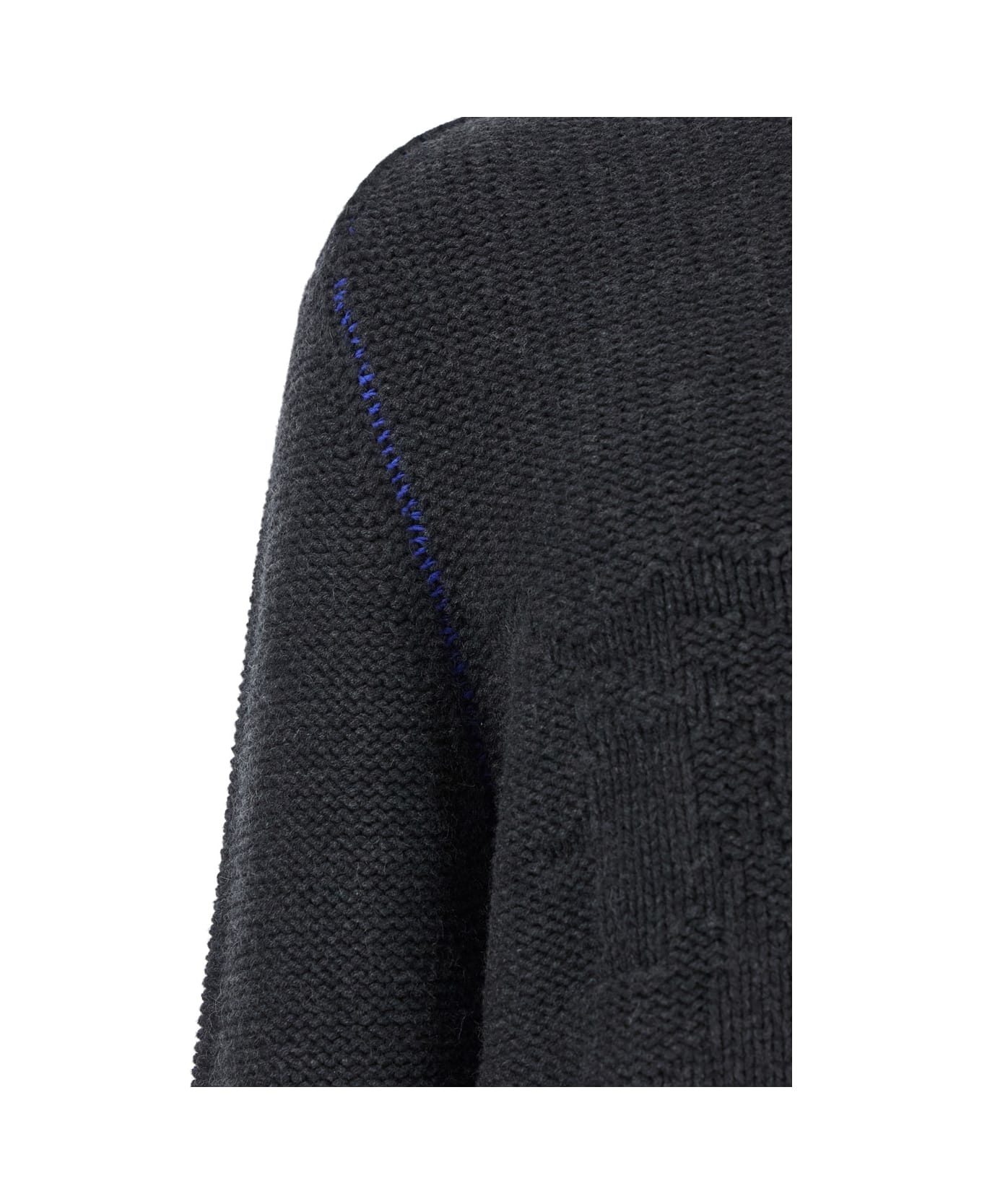 Grey Sweater With Equestrian Knight Jacquard Motif In Cashmere Man - 3