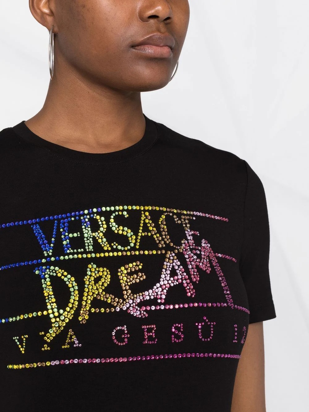 rhinestone-embellished slogan T-shirt - 3