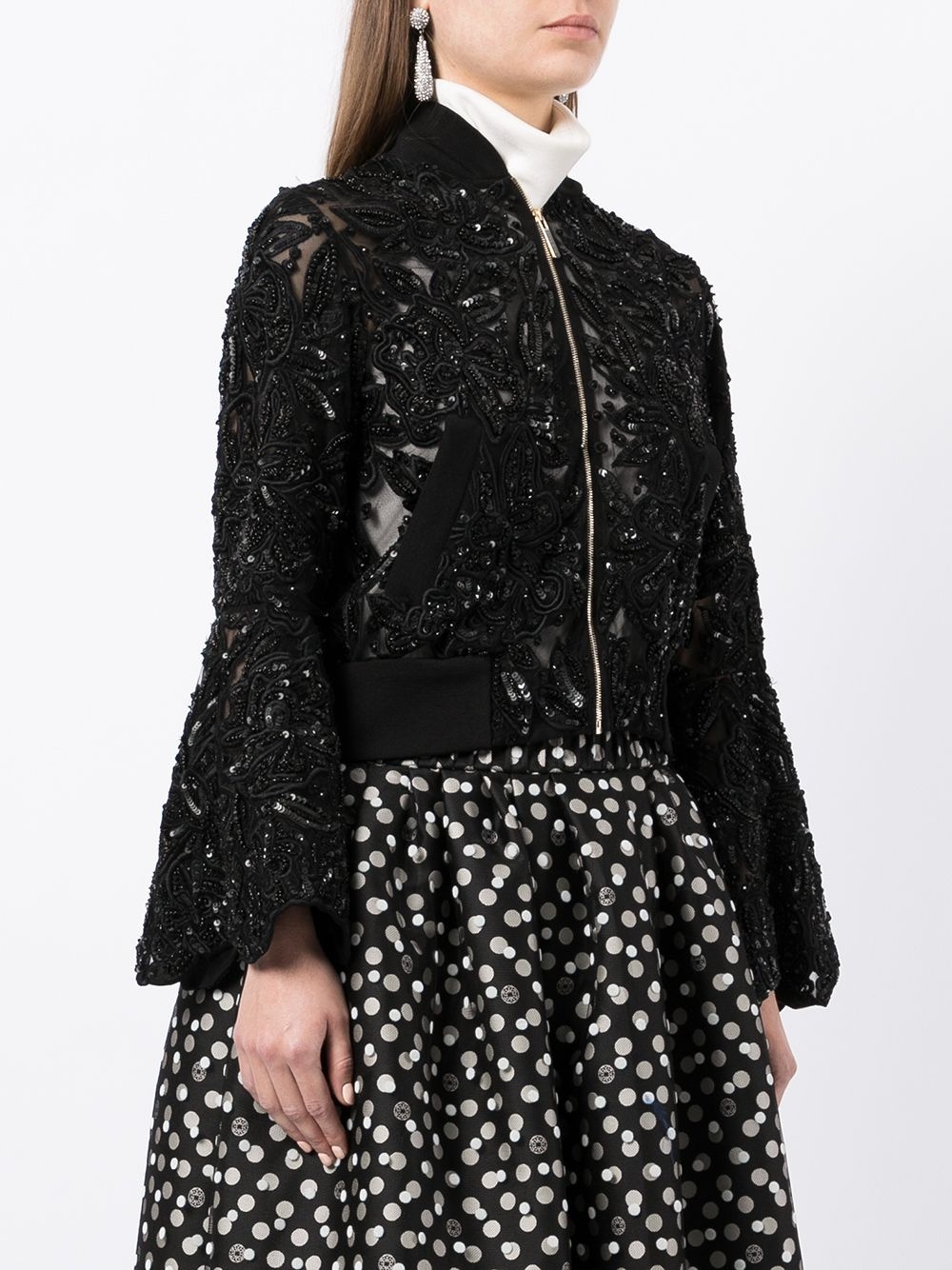 sequin-embellished bell-sleeve jacket - 3