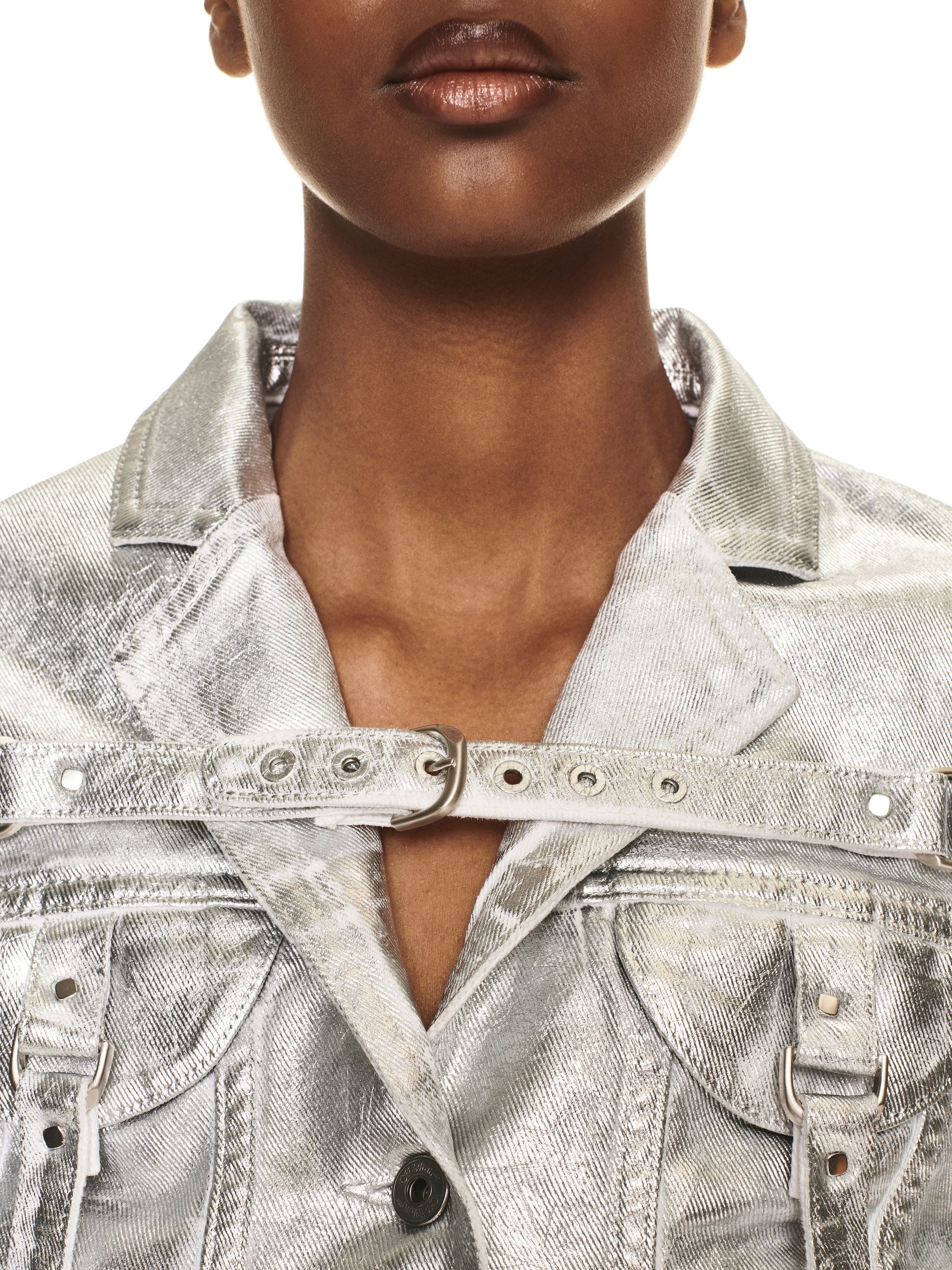 Laminated Cargo Crop Jacket Silver No Co - 3