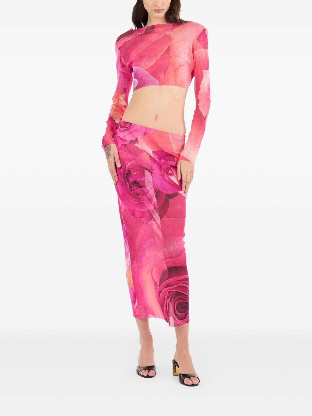 rose-print skirt - 2