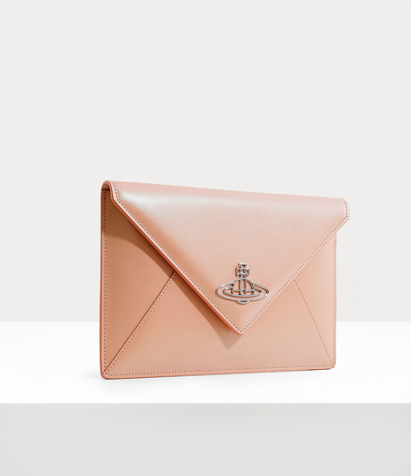 Vivienne Westwood PEARLISED LEATHER THIN LINE ORB ENVELOPE CLUTCH outlook