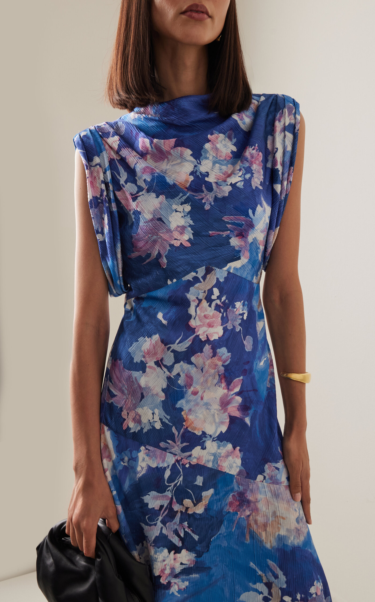 Printed Satin Midi Dress yellow - 3