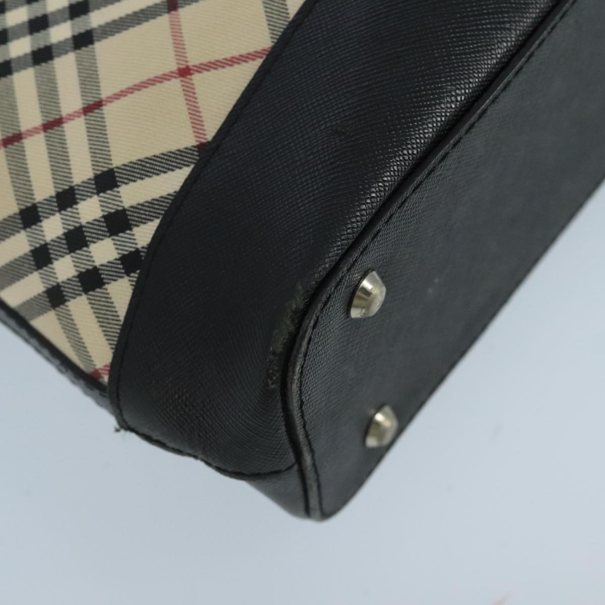 Burberry Nova Check Tote Bag Canvas Leather Beige Silver - 11