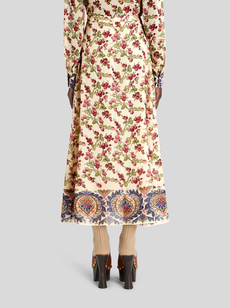 SILK MIDI SKIRT WITH FRUIT - 4